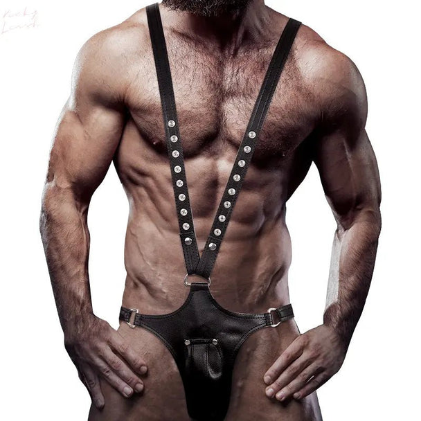 FETISH SUBMISSIVE ATTITUDE - ECO LEATHER BODY STRAP HARNESS MEN - Kinky Leash