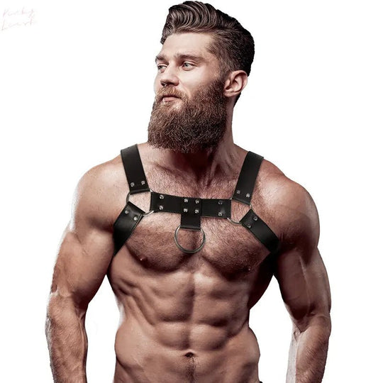 FETISH SUBMISSIVE ATTITUDE - ECO LEATHER CHEST STRAP HARNESS MEN - Kinky Leash