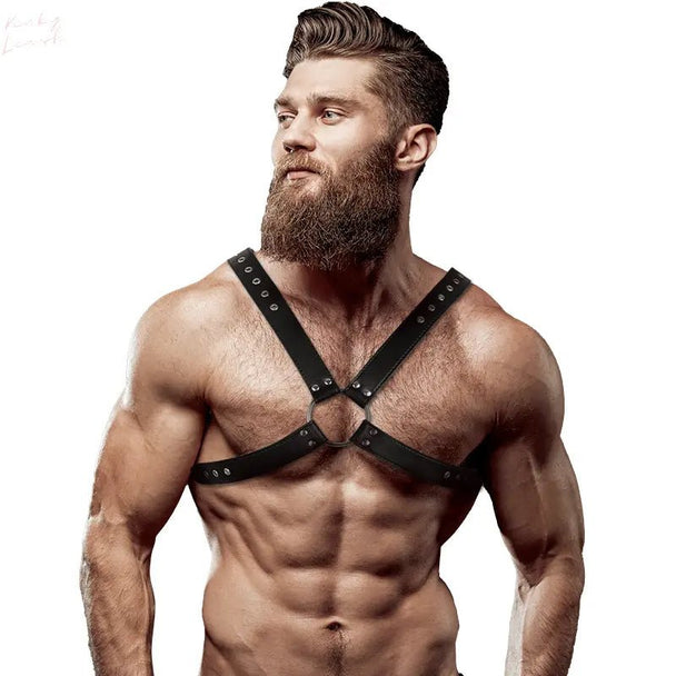 FETISH SUBMISSIVE ATTITUDE - ECO LEATHER CROSSED CHEST STRAP HARNESS MEN - Kinky Leash